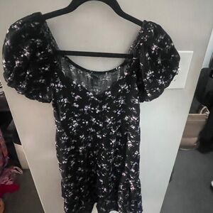Wild Fable Black Dress with Purple Floral Pattern